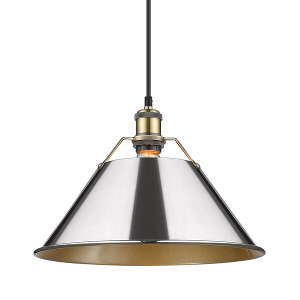 Orwell AB Aged Brass 14-Inch One-Light Pendant with Chrome Shade, image 2