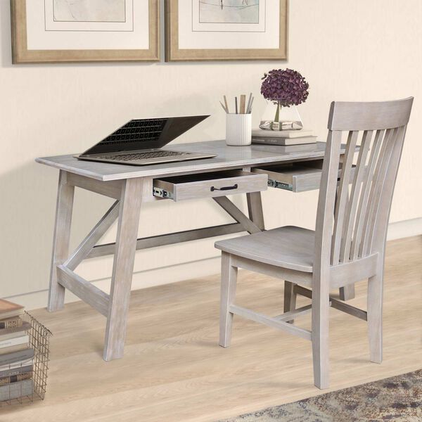Serendipity III Washed Gray Taupe Desk with Two Drawers and Chair, image 2