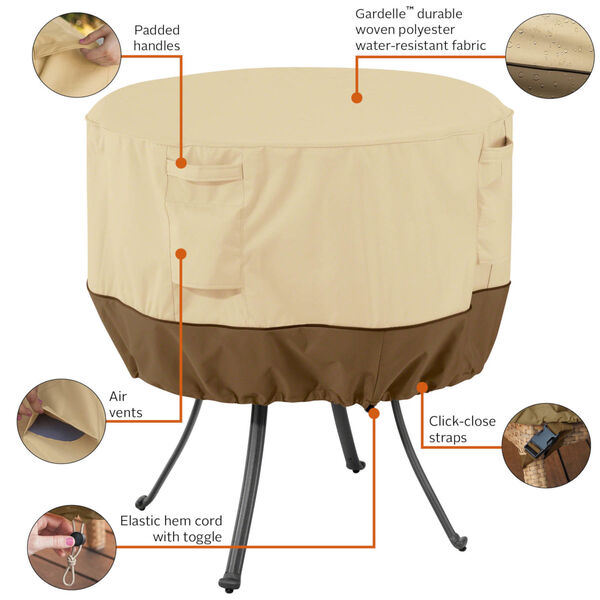 Ash Beige and Brown 36-Inch Round Patio Table Cover, image 2