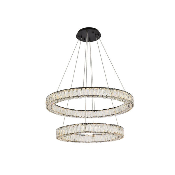 Monroe Black 32-Inch Integrated LED Double Ring Chandelier, image 1