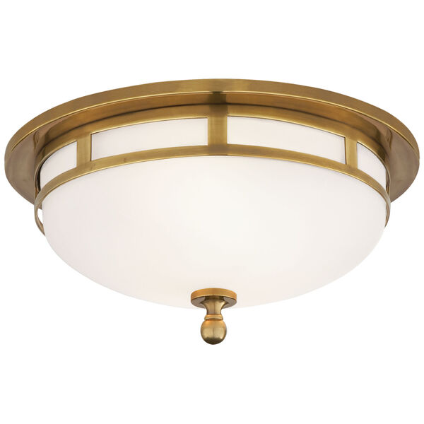 Openwork Small Flush Mount in Hand-Rubbed Antique Brass with Frosted Glass by Studio VC, image 1