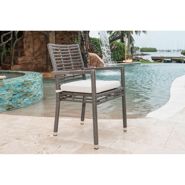 Intech Grey Outdoor Stackable Arm Chair with Standard cushion, image 2