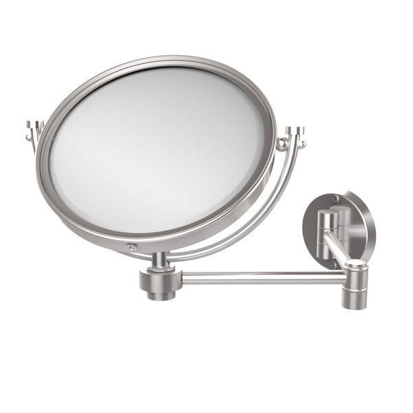 8 Inch Wall Mounted Extending Make-Up Mirror 2X Magnification, Satin Chrome, image 1
