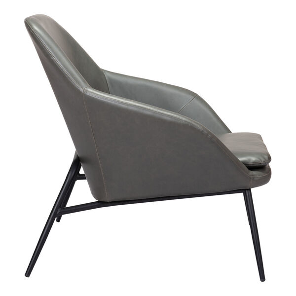 Manuel Gray and Matte Black Accent Chair, image 2