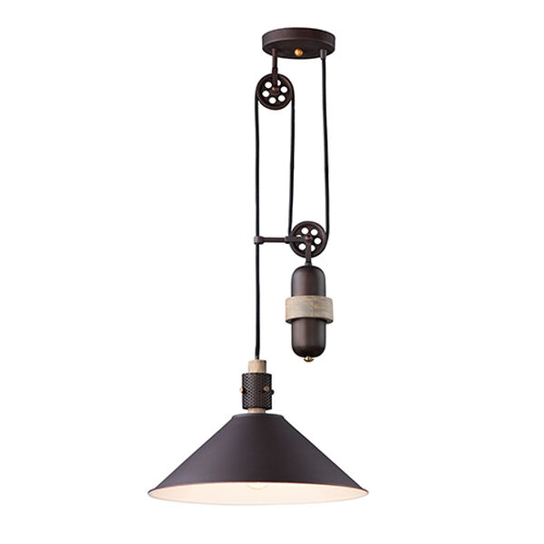 Tucson Oil Rubbed Bronze and Weathered Wood One-Light Adjustable Pendant, image 1