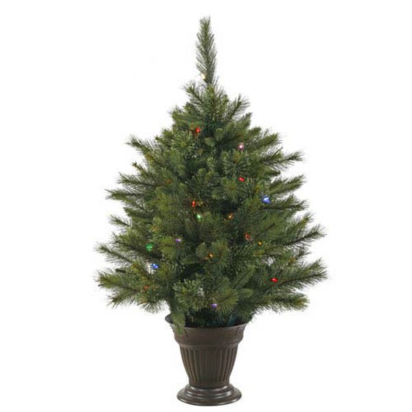 Cashmere Pine 3.5-Foot Potted Tree w/50 Multi-color LED Mini Italian - Battery Operated Lights and 218 Tips, image 1