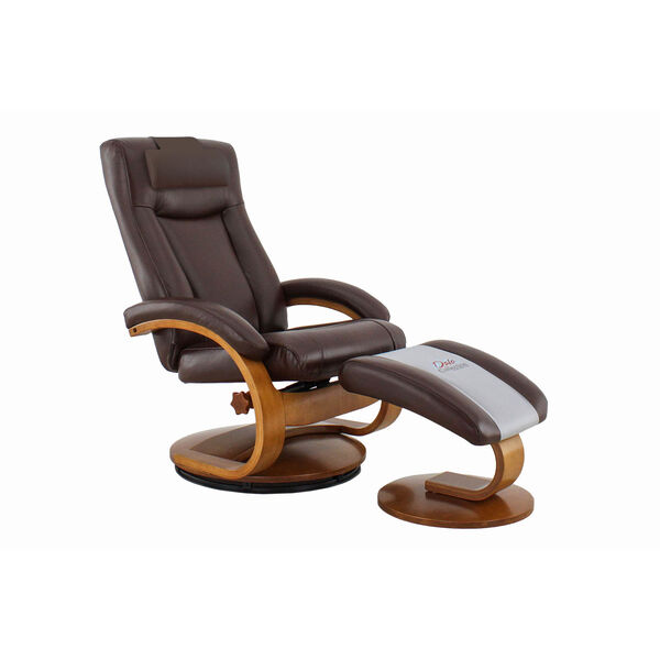 Selby Walnut Whisky Breathable Air Leather Manual Recliner with Ottoman and Cervical Pillow, image 2