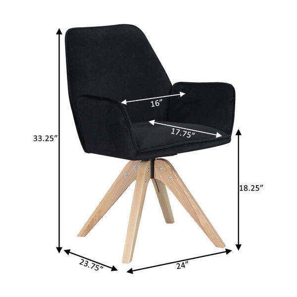 Miranda Velvet Black Natural Wood Accent Chair, image 7