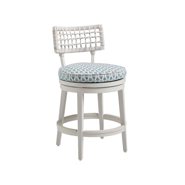 Seabrook White and Blue Swivel Counter Stool, image 1