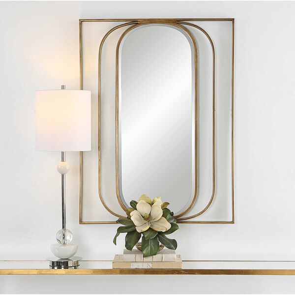 Replicate Antique Gold Contemporary Oval Wall Mirror, image 1