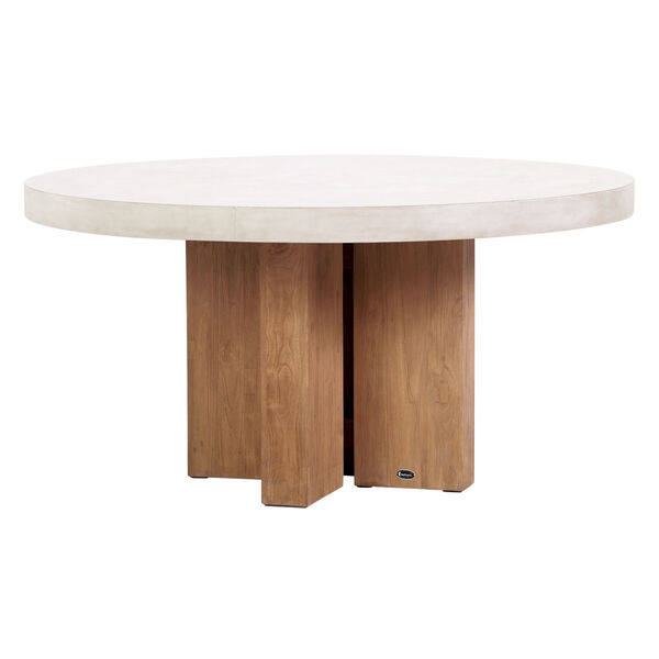 Perpetual Java Teak and Concrete Dining Table in Ivory White, image 1