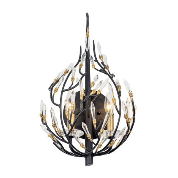 Bask Matte Black French Gold Two-Light Wall Sconce, image 4