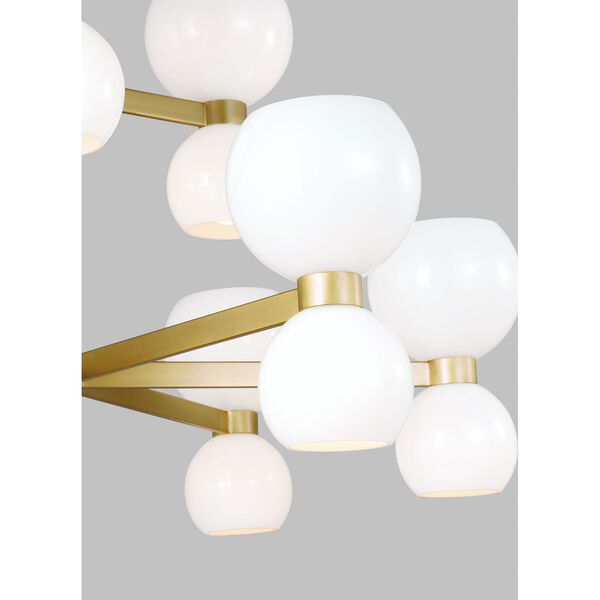 Londyn Burnished Brass 18-Light Chandelier with Milk White Shade, image 2