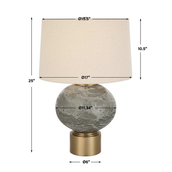 Lunia Gray and Antique Brushed Brass Glass Table Lamp, image 3
