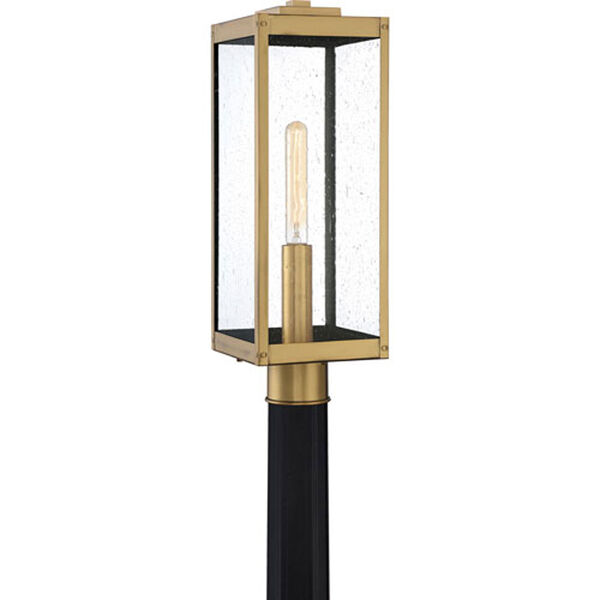 Pax Antique Brass One-Light Outdoor Post Mount with Seedy Glass, image 1