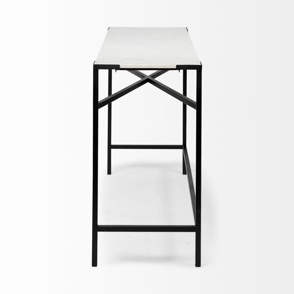 Lucas White and Black Marble Top Console Table, image 4