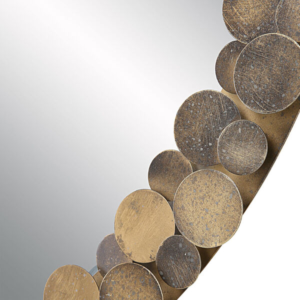 Dinar Metallic Aged Gold Round Wall Mirror, image 5