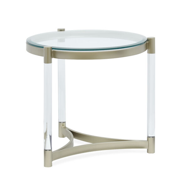 Silas Tempered Clear Glass Round End Table with Acrylic Leg, image 2