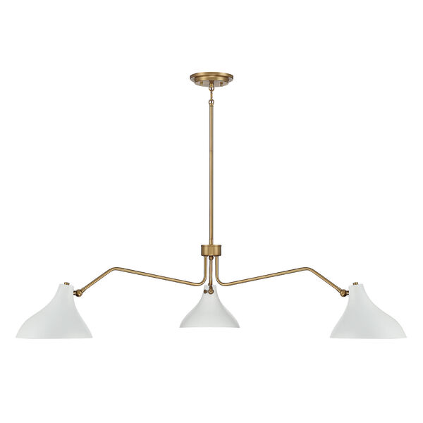 Chelsea Matte Black and Natural Brass Three-Light Pendant, image 3