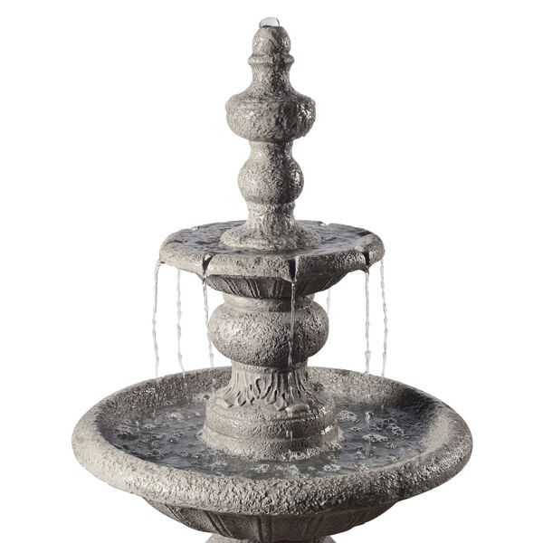 Stone Grey Outdoor Icy Stone Two - Tier Waterfall Fountain, image 3