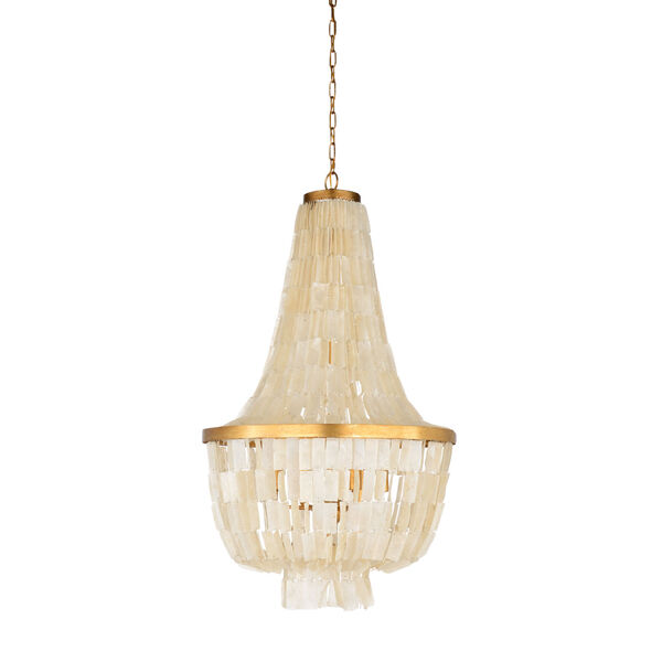 White and Gold Six-Light 24-Inch Ellison Chandelier, image 1