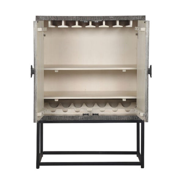 Brownish Gray and White Two Door Bar Cabinet, image 4