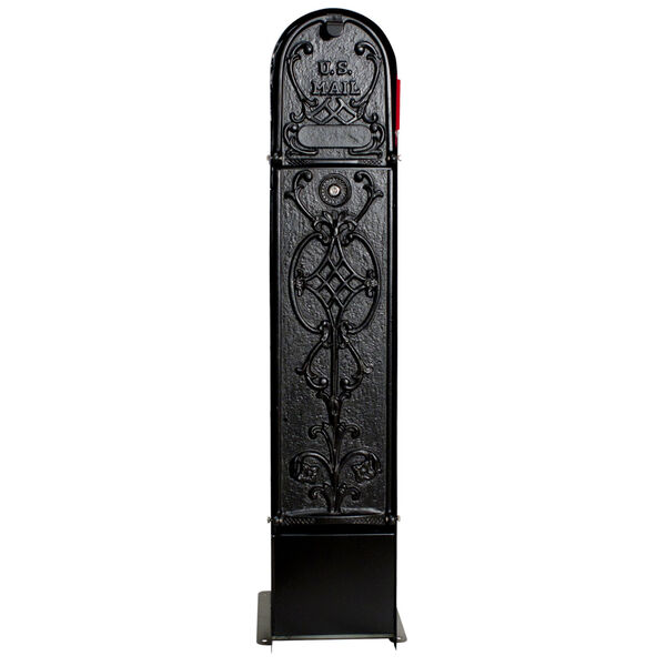 MailKeeper 100 Black 49-Inch Locking Column Mount Mailbox with Decorative Old English Design Front, image 1