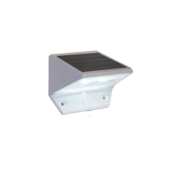 White Aluminum LED Solar Powered Deck and Wall Light, image 1