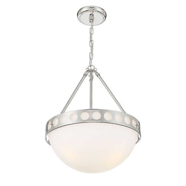 Kirby Polished Nickel and White 18-Inch Three-Light Pendant, image 2