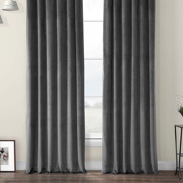 Pepper Grey Heritage Plush Velvet Curtain Single Panel, image 6