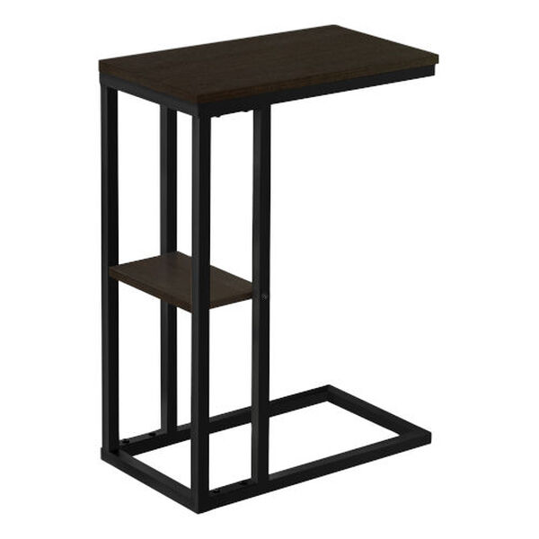 Espresso and Black End Table with Shelf, image 1