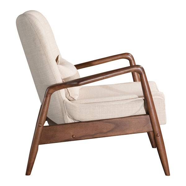 Bully Beige and Walnut Lounge Chair and Ottoman, image 4