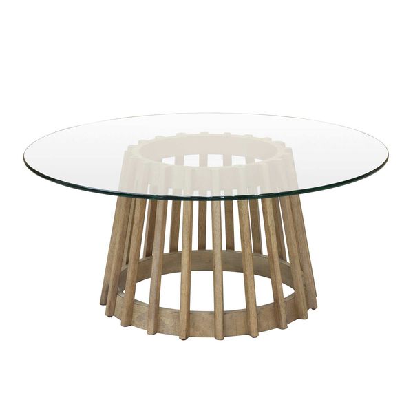 Catalina Wood Glass Round Glass Top Cocktail Table, image 5