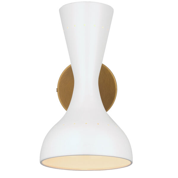 Pisa White Lacquer And Antique Brass Two-Light Wall Sconce, image 3