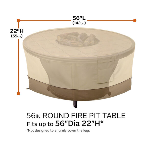Ash Beige and Brown Round Fire Pit Table Cover, image 4