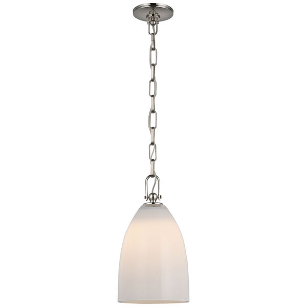 Andros Medium Pendant in Polished Nickel with White Glass by Chapman  and  Myers, image 1
