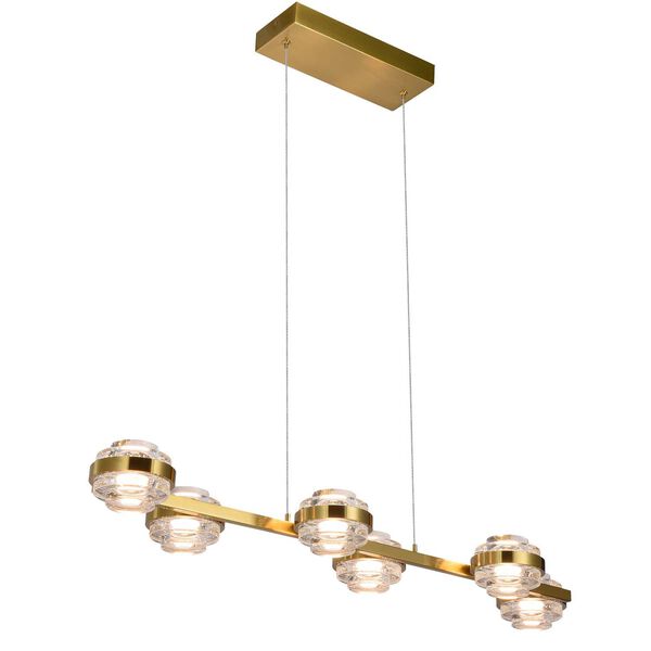 Milano Antique Brass Adjustable Six-Light Integrated LED Island Chandelier, image 3