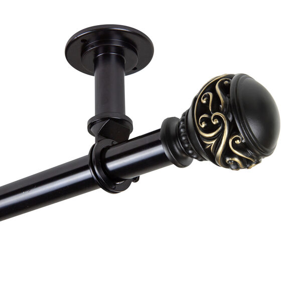Isabella Black 48-Inch Ceiling Curtain Rod, image 1