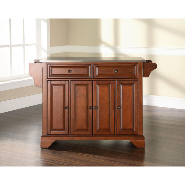 LaFayette Stainless Steel Top Kitchen Island in Classic Cherry Finish, image 4