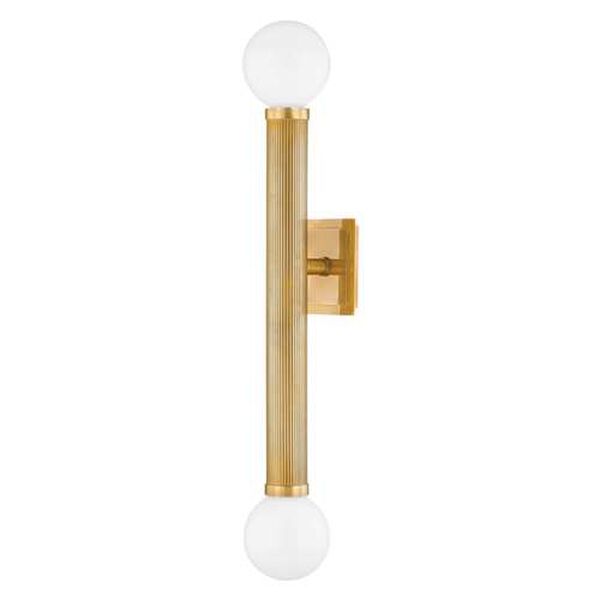 Pienza Vintage Brass Two-Light Wall Sconce, image 1
