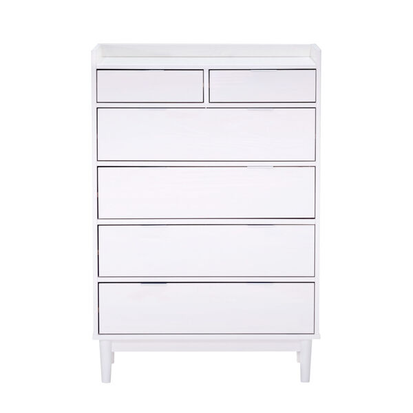White Solid Wood Six-Drawer Dresser, image 1