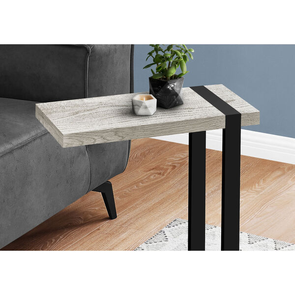Grey C-Shaped Metal and Wood Accent Table, image 3