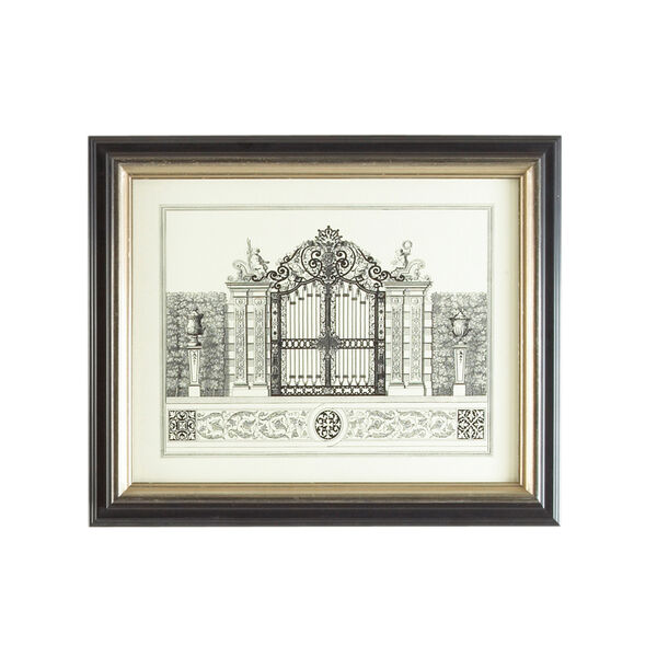 Black and Gold Grand Garden Gate II Print, image 1