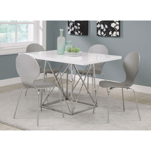 Dining Table - White Glossy / Chrome Metal, image 1