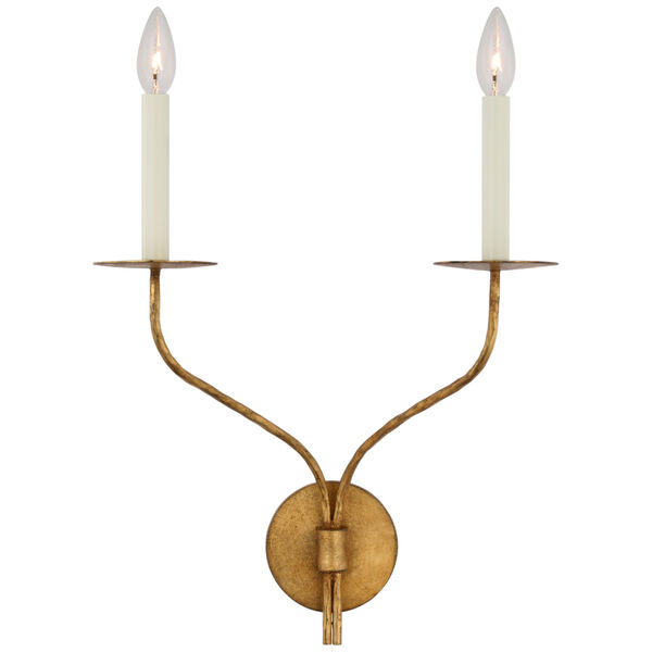Belfair Large Double Sconce in Gilded Iron by Ian K. Fowler, image 1