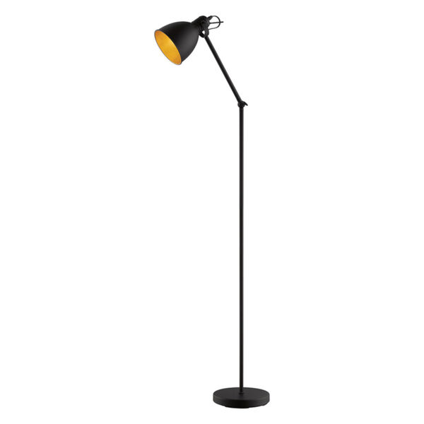 Priddy 2 Black One-Light Floor Lamp with Black Exterior and Gold Interior Metal Shade, image 1
