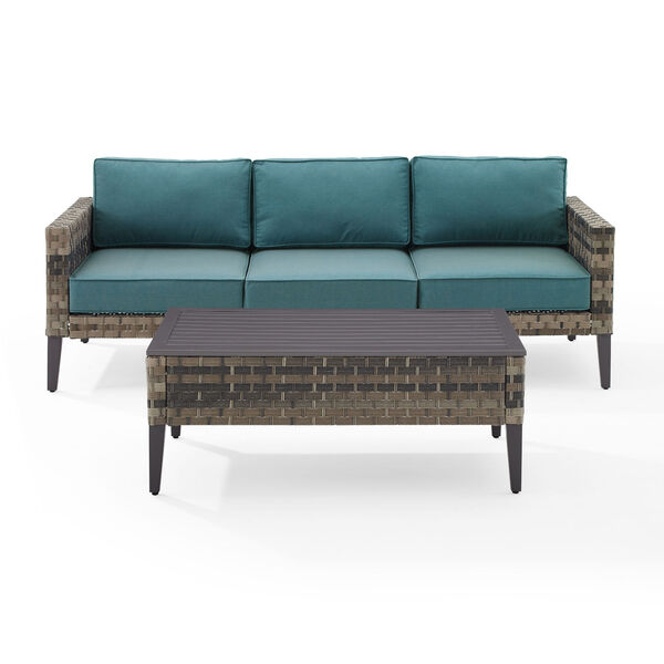 Prescott Outdoor Two-Piece Wicker Sofa Set with Coffee Table, image 2
