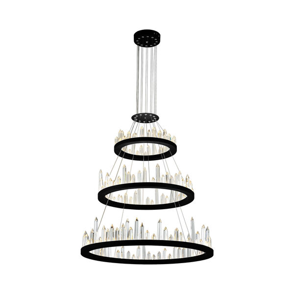 Juliette Black Integrated LED 32-Inch Round Chandelier with K9 Clear Crystal, image 1