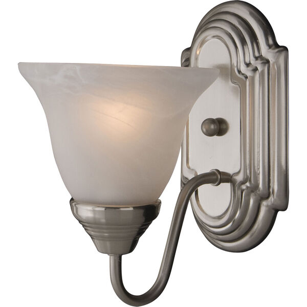 Essentials - 801x Satin Nickel One-Light Bath Fixture with Marble Glass, image 1