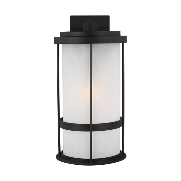 Wilburn Black 10-Inch One-Light Outdoor Wall Sconce with Satin Etched Shade, image 1